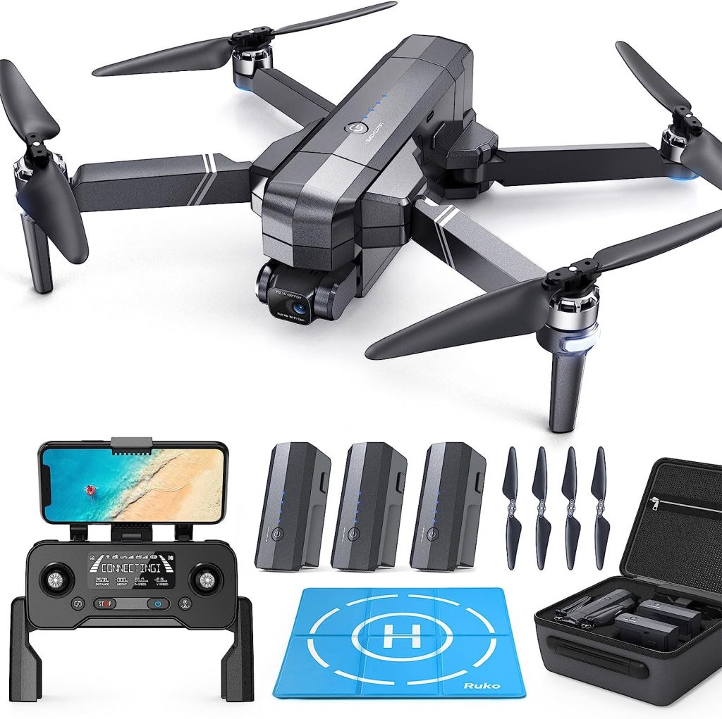 4k Drone, Ruko F11GIM2, GPS Drone with Camera, Drone with Camera for Adults 4K, 3 Axis Gimbal, Long Range Drone, Auto Return Home, Follow Me Drone, Long Flight Time Drone, Foldable Drone, Drone Landing Pad, Professional Drone, Black Drone,